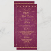 ダークラズベリーと金ゴールドエレガントな結婚式のメニュー メニュー (正面/裏面)