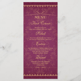 ダークラズベリーと金ゴールドエレガントな結婚式のメニュー メニュー