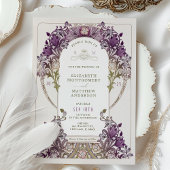 ダークラベンダーヴィンテージウェディング招待状と情報 招待状