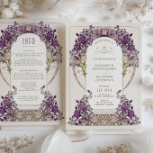 ダークラベンダーヴィンテージウェディング招待状と情報 招待状