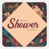 ダークリッチフラワーテーマのブライズシャワー スクエアシール (正面)