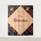 ダークリッチフラワーテーマのブライズシャワー タペストリー (正面)