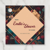 ダークリッチフラワーテーマのブライズシャワー フェイバータグ (正面)