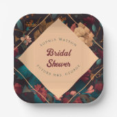 ダークリッチフラワーテーマのブライズシャワー ペーパープレート (正面)