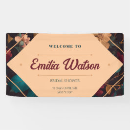 ダークリッチフラワーテーマのブライズシャワー 横断幕