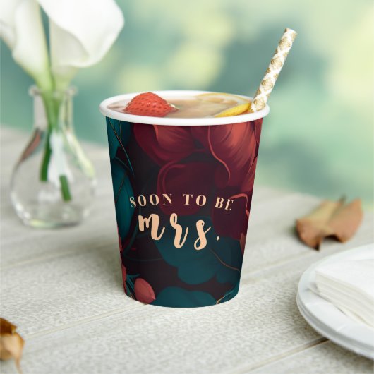 ダークリッチフラワーテーマのブライズシャワー 紙コップ (インサイチュ)