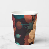 ダークリッチフラワーテーマのブライズシャワー 紙コップ (裏面)