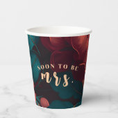 ダークリッチフラワーテーマのブライズシャワー 紙コップ (正面)