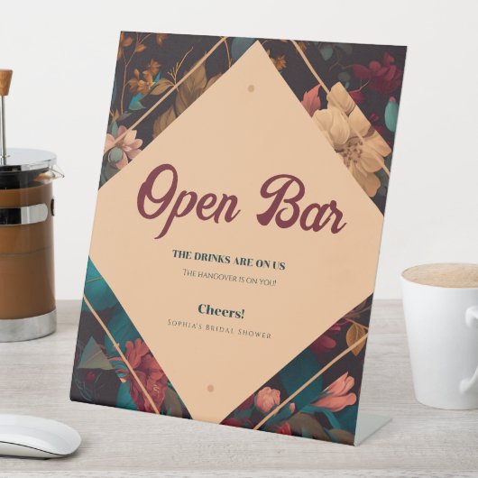 ダークリッチフローラテーマブライダルシャワー 台座サイン (インサイチュ)