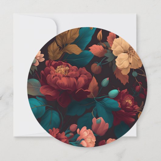 ダークリッチフローラテーマブライダルシャワー 招待状 (裏面)