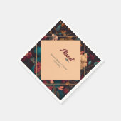 ダークリッチフローラルテーマのブライズシャワー スタンダードカクテルナプキン (角)