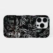 ダークリーフ（白いエッジ付き） iPhoneケース (裏面横)