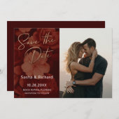 ダークルビー花模様 セーブザデート (正面/裏面)