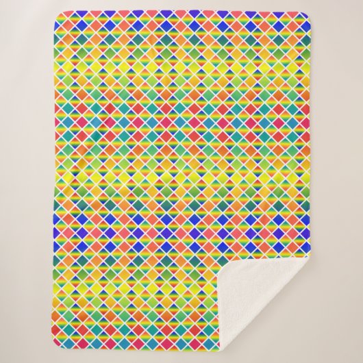 ダークレインボウ(ダイヤモンド市松模様に) シェルパブランケット (正面)