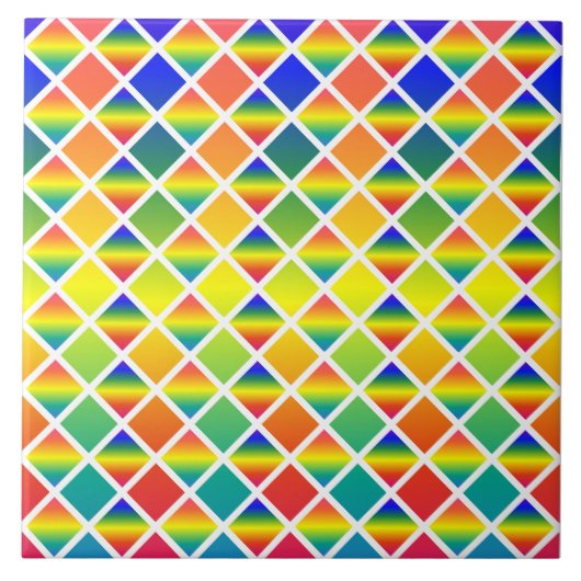 ダークレインボウ(ダイヤモンド市松模様に) タイル (正面)