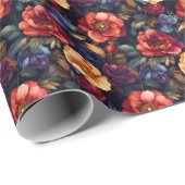 ダークレインボーフローラオンブラック ラッピングペーパー (ロールコーナー)