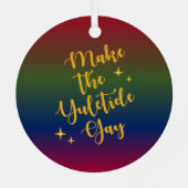 ダークレインボーユレタイドパーソナライズされたホリデーフォト メタルオーナメント (裏面)