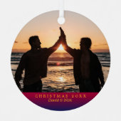 ダークレインボーユレタイドパーソナライズされたホリデーフォト メタルオーナメント (正面)