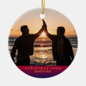 ダークレインボーユレタイドパーソナライズされたホリデーフォト メタルオーナメント (正面)