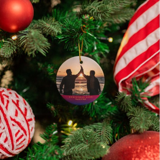 ダークレインボーユレタイドパーソナライズされたホリデーフォト メタルオーナメント