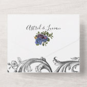 ダークレイヴンパープルバラズハンドスティング オールインワン招待状 (裏面)