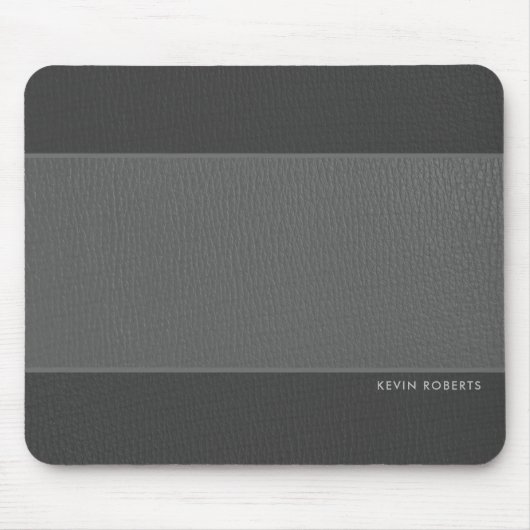 ダークレザーとライトグレーフェイクレザー マウスパッド (正面)