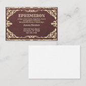ダークレザーテクスチャ上の白い金ゴールドフレーム 名刺 (正面/裏面)