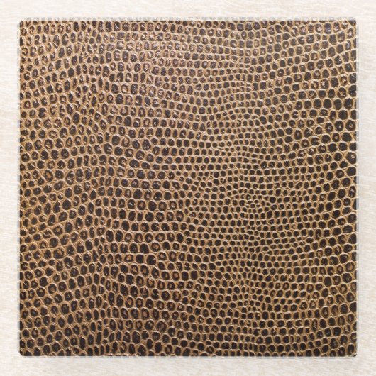 ダークレザー：エレガントシンプル背景 ガラスコースター (正面)