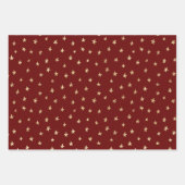 ダークレッドおよびゴールドフォイルパターン ラッピングペーパーシート (正面3)