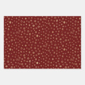 ダークレッドおよびゴールドフォイルパターン ラッピングペーパーシート (正面2)