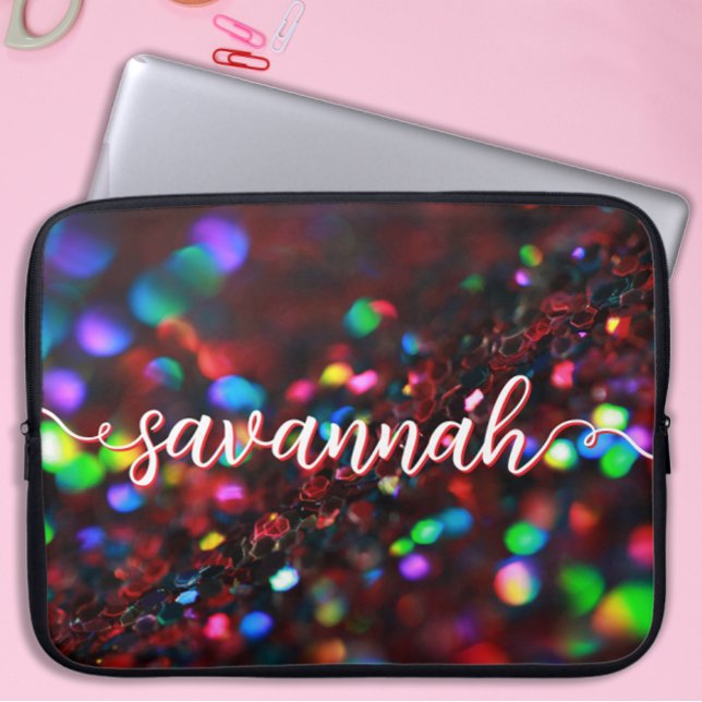 ダークレッドきらめくラップトップスリーブ ラップトップスリーブ (クリエイターアップロード済み)