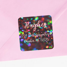 ダークレッドきらめく住所 シール