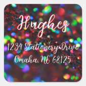 ダークレッドきらめく住所 シール (正面)