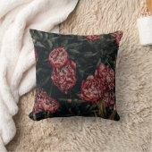ダークレッドとグリーンのフローラ装飾用クッション クッション (ブランケット)