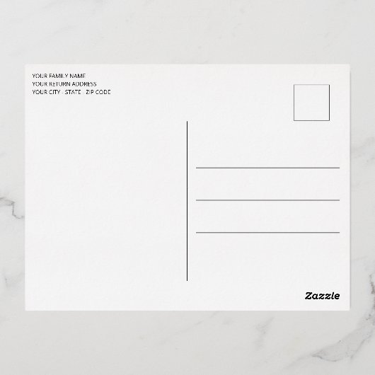 ダークレッドと金ゴールドの美しいアートスノーフレーク 箔シーズンポストカード (裏面)