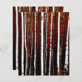 ダークレッドと金ゴールド樺の木フォレストスクラップブック紙 (正面/裏面)