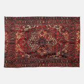 ダークレッドのオリエンタルラグデザイン キッチンタオル (横)