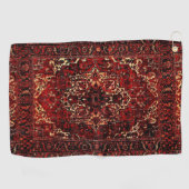 ダークレッドのオリエンタルラグデザイン ゴルフタオル (横)