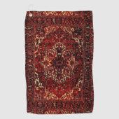 ダークレッドのオリエンタルラグデザイン ゴルフタオル (正面)