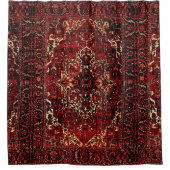 ダークレッドのオリエンタルラグデザイン シャワーカーテン (正面)