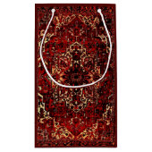 ダークレッドのオリエンタルラグデザイン スモールペーパーバッグ (裏面)