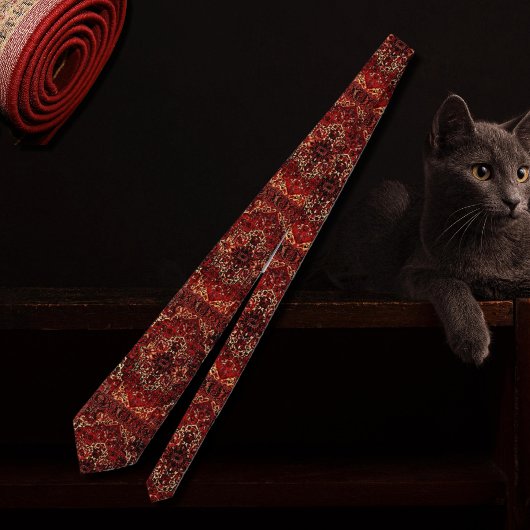 ダークレッドのオリエンタルラグデザイン ネクタイ
