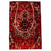 ダークレッドのオリエンタルラグデザイン ミディアムペーパーバッグ (正面)