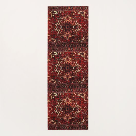 ダークレッドのオリエンタルラグデザイン ヨガマット (裏面)