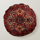 ダークレッドのオリエンタルラグデザイン ラウンドクッション (裏面)