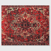 ダークレッドのオリエンタルラグデザイン ラッピングペーパー (フラット)