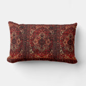 ダークレッドのオリエンタルラグデザイン ランバークッション (正面)