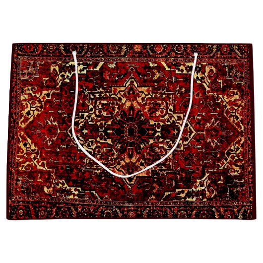 ダークレッドのオリエンタルラグデザイン ラージペーパーバッグ (正面)
