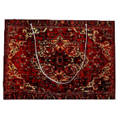 ダークレッドのオリエンタルラグデザイン ラージペーパーバッグ (裏面)