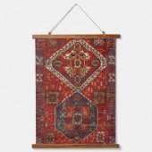 ダークレッドのオリエンタルラグデザイン 吊り下げ型タペストリー (正面)